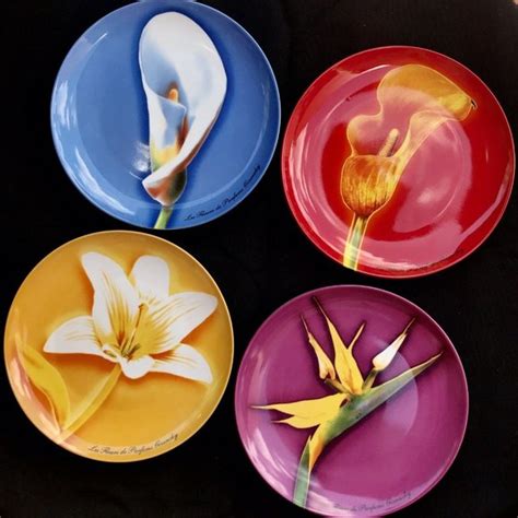 Givenchy Parfum Porcelain Floral Plates (4) Fleurs Givenchy 